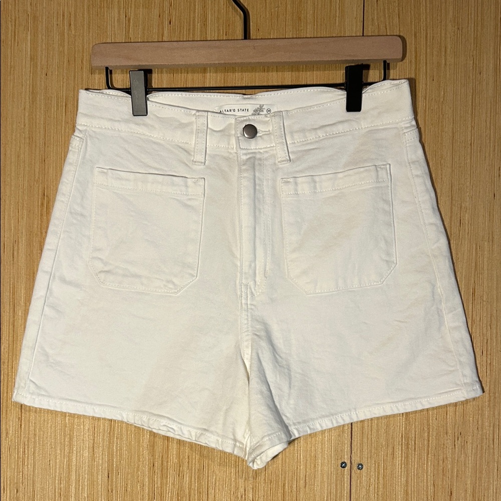 Altar'd State High-Waist White Pocket Shorts